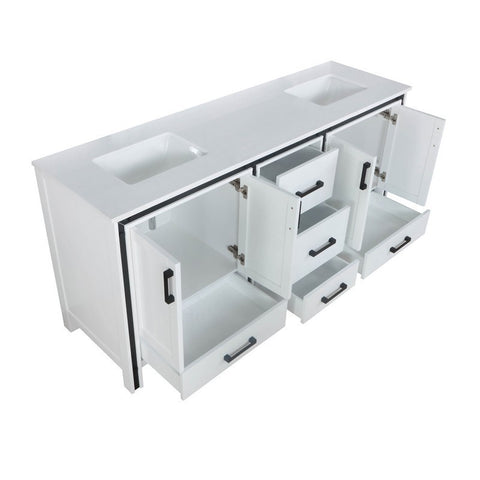 Image of Ziva 72" White Double Vanity, Cultured Marble Top, White Square Sink and no Mirror | LZV352272SAJS000