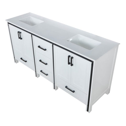 Image of Ziva 72" White Double Vanity, Cultured Marble Top, White Square Sink and no Mirror | LZV352272SAJS000