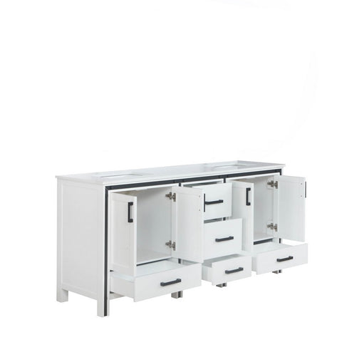 Image of Ziva 72" White Double Vanity, Cultured Marble Top, White Square Sink and no Mirror | LZV352272SAJS000