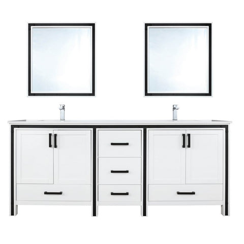 Image of Ziva 72" White Double Vanity Set, Cultured Marble Top | LZV352272SAJSM30F