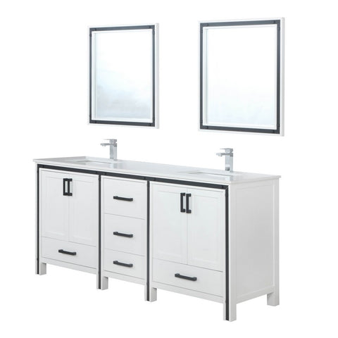 Image of Ziva 72" White Double Vanity Set, Cultured Marble Top | LZV352272SAJSM30F