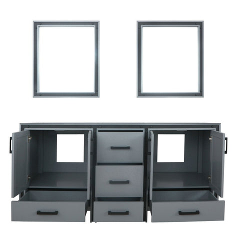 Image of Ziva 72" Dark Grey Double Vanity, no Top and 30" Mirrors | LZV352272SB00M30
