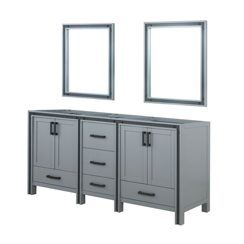 Image of Ziva 72" Dark Grey Double Vanity, no Top and 30" Mirrors | LZV352272SB00M30