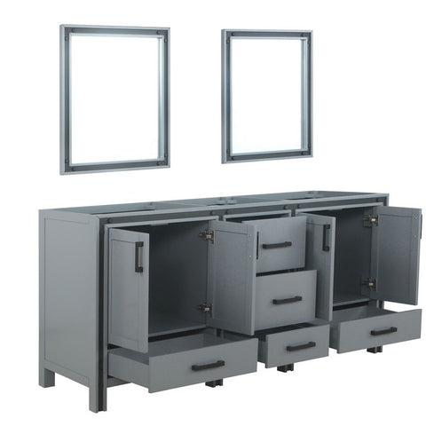 Image of Ziva 72" Dark Grey Double Vanity, no Top and 30" Mirrors | LZV352272SB00M30