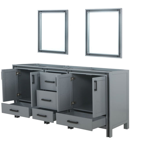 Image of Ziva 72" Dark Grey Double Vanity, no Top and 30" Mirrors | LZV352272SB00M30