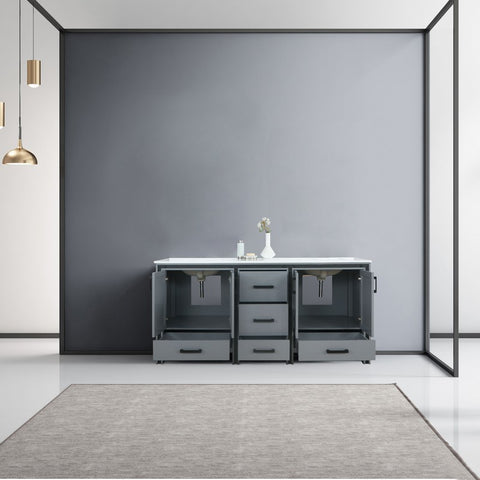 Image of Ziva 72" Dark Grey Double Vanity, Cultured Marble Top, White Square Sink and no Mirror | LZV352272SBJS000