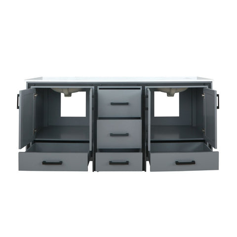 Image of Ziva 72" Dark Grey Double Vanity, Cultured Marble Top, White Square Sink and no Mirror | LZV352272SBJS000