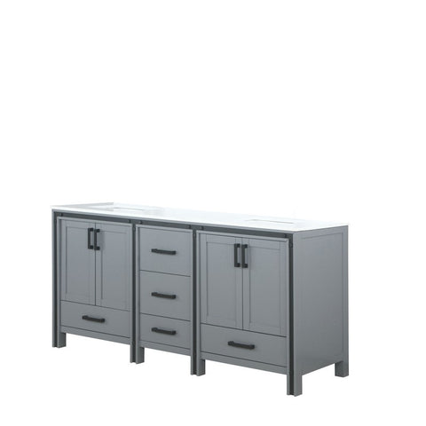 Image of Ziva 72" Dark Grey Double Vanity, Cultured Marble Top, White Square Sink and no Mirror | LZV352272SBJS000