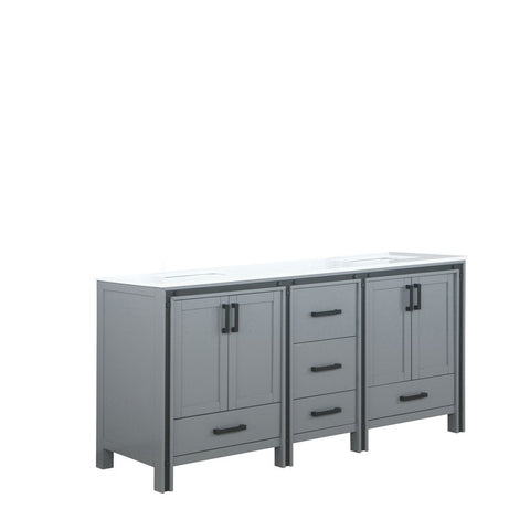 Image of Ziva 72" Dark Grey Double Vanity, Cultured Marble Top, White Square Sink and no Mirror | LZV352272SBJS000
