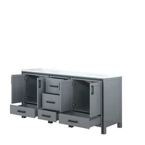 Image of Ziva 72" Dark Grey Double Vanity, Cultured Marble Top, White Square Sink and no Mirror | LZV352272SBJS000