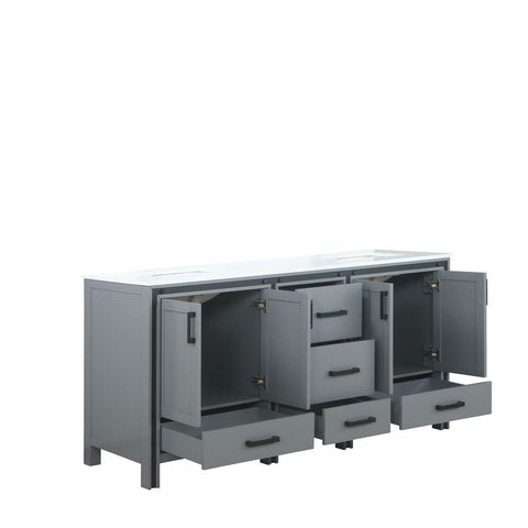 Image of Ziva 72" Dark Grey Double Vanity, Cultured Marble Top, White Square Sink and no Mirror | LZV352272SBJS000