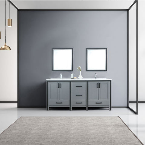 Image of Ziva 72" Dark Grey Double Vanity Set, Cultured Marble Top | LZV352272SBJSM30F