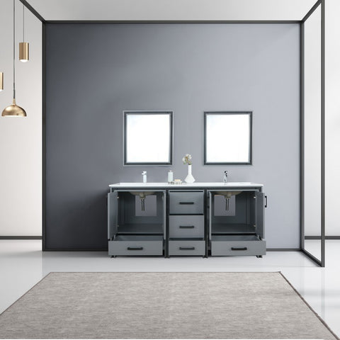 Image of Ziva 72" Dark Grey Double Vanity Set, Cultured Marble Top | LZV352272SBJSM30F