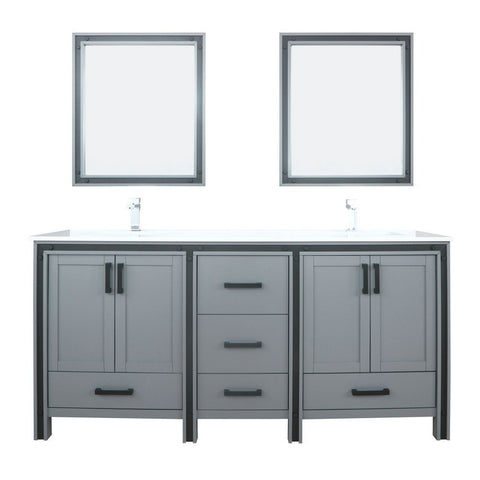 Image of Ziva 72" Dark Grey Double Vanity Set, Cultured Marble Top | LZV352272SBJSM30F