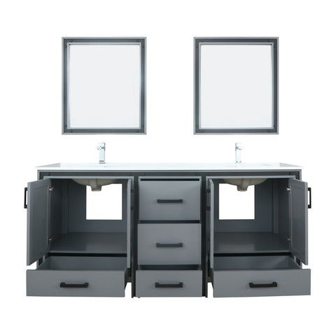 Image of Ziva 72" Dark Grey Double Vanity Set, Cultured Marble Top | LZV352272SBJSM30F