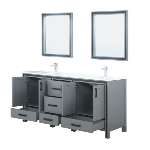 Image of Ziva 72" Dark Grey Double Vanity Set, Cultured Marble Top | LZV352272SBJSM30F