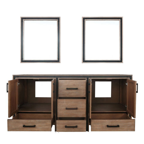 Image of Ziva 72" Rustic Barnwood Double Vanity, no Top and 30" Mirrors | LZV352272SN00M30