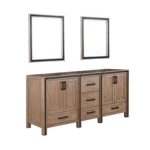 Image of Ziva 72" Rustic Barnwood Double Vanity, no Top and 30" Mirrors | LZV352272SN00M30