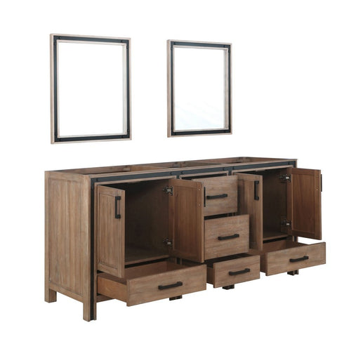 Image of Ziva 72" Rustic Barnwood Double Vanity, no Top and 30" Mirrors | LZV352272SN00M30