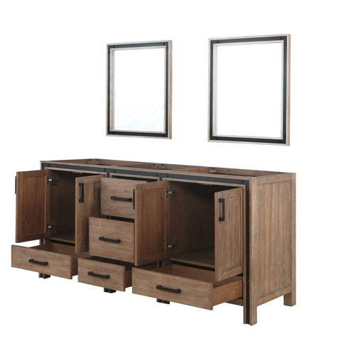 Image of Ziva 72" Rustic Barnwood Double Vanity, no Top and 30" Mirrors | LZV352272SN00M30