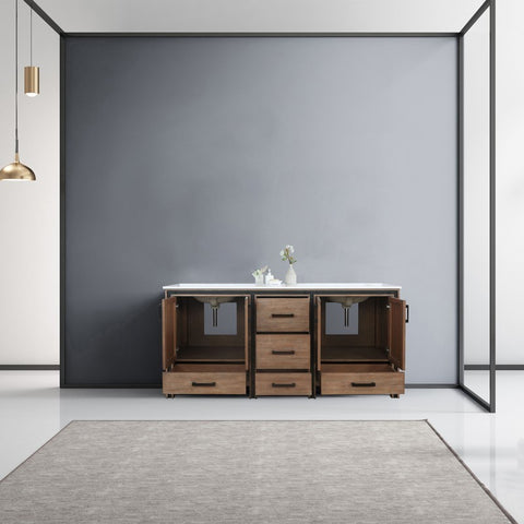 Image of Ziva 72" Rustic Barnwood Double Vanity, Cultured Marble Top, White Square Sink and no Mirror | LZV352272SNJS000