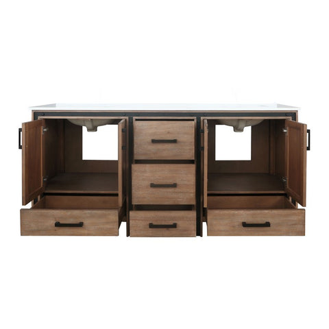 Image of Ziva 72" Rustic Barnwood Double Vanity, Cultured Marble Top, White Square Sink and no Mirror | LZV352272SNJS000