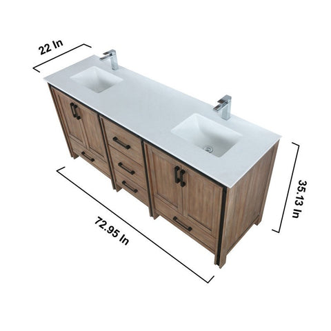 Image of Ziva 72" Rustic Barnwood Double Vanity Set, Cultured Marble Top | LZV352272SNJSM30F