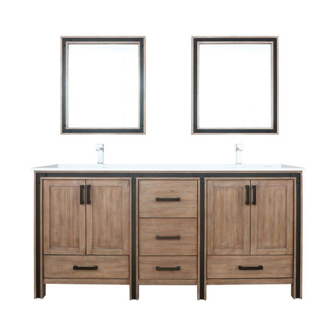 Image of Ziva 72" Rustic Barnwood Double Vanity Set, Cultured Marble Top | LZV352272SNJSM30F