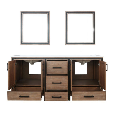 Image of Ziva 72" Rustic Barnwood Double Vanity, Cultured Marble Top, White Square Sink and 30" Mirrors | LZV352272SNJSM30