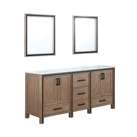 Image of Ziva 72" Rustic Barnwood Double Vanity, Cultured Marble Top, White Square Sink and 30" Mirrors | LZV352272SNJSM30