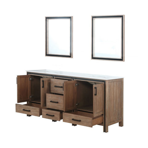 Image of Ziva 72" Rustic Barnwood Double Vanity, Cultured Marble Top, White Square Sink and 30" Mirrors | LZV352272SNJSM30