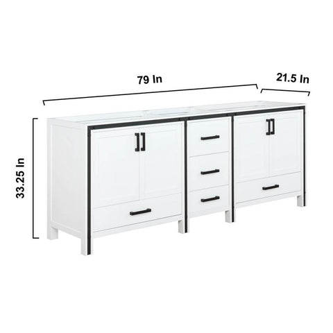 Image of Ziva 80" White Vanity Cabinet Only | LZV352280SA00000