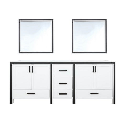 Image of Ziva 80" White Double Vanity, no Top and 30" Mirrors | LZV352280SA00M30