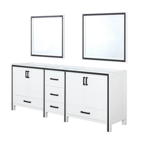 Image of Ziva 80" White Double Vanity, no Top and 30" Mirrors | LZV352280SA00M30