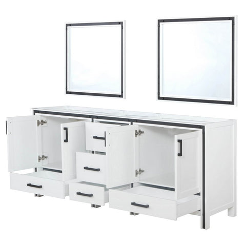 Image of Ziva 80" White Double Vanity, no Top and 30" Mirrors | LZV352280SA00M30