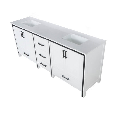 Image of Ziva 80" White Double Vanity, Cultured Marble Top, White Square Sink and no Mirror | LZV352280SAJS000