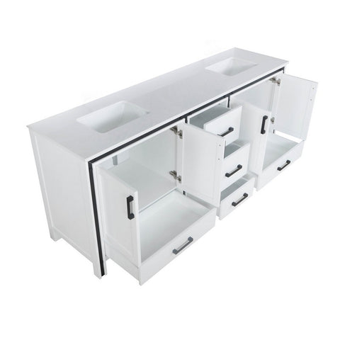 Image of Ziva 80" White Double Vanity, Cultured Marble Top, White Square Sink and no Mirror | LZV352280SAJS000