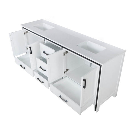 Image of Ziva 80" White Double Vanity, Cultured Marble Top, White Square Sink and no Mirror | LZV352280SAJS000