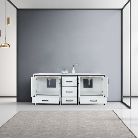Image of Ziva 80" White Double Vanity, Cultured Marble Top, White Square Sink and no Mirror | LZV352280SAJS000