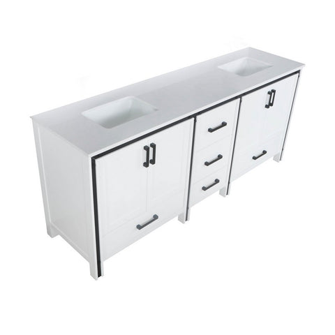 Image of Ziva 80" White Double Vanity, Cultured Marble Top, White Square Sink and no Mirror | LZV352280SAJS000