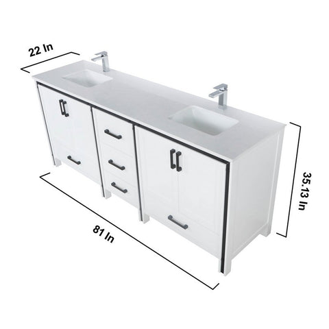 Image of Ziva 80" White Double Vanity Set, Cultured Marble Top | LZV352280SAJSM30F