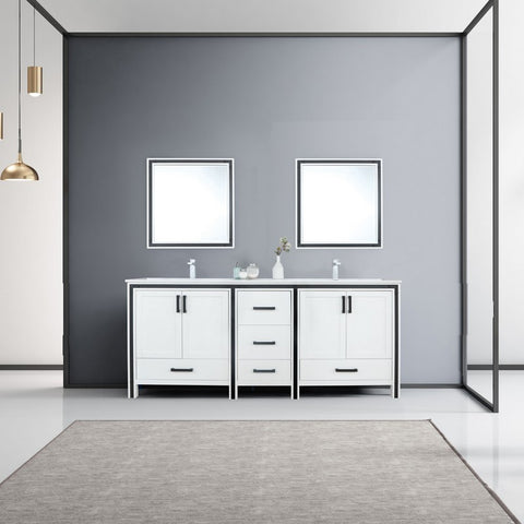 Image of Ziva 80" White Double Vanity Set, Cultured Marble Top | LZV352280SAJSM30F