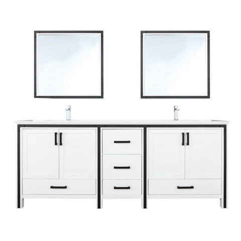 Image of Ziva 80" White Double Vanity Set, Cultured Marble Top | LZV352280SAJSM30F