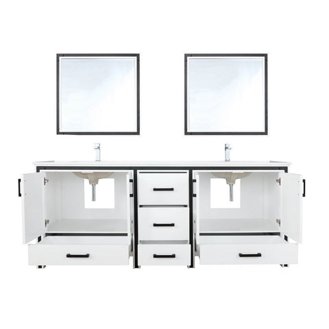 Image of Ziva 80" White Double Vanity Set, Cultured Marble Top | LZV352280SAJSM30F
