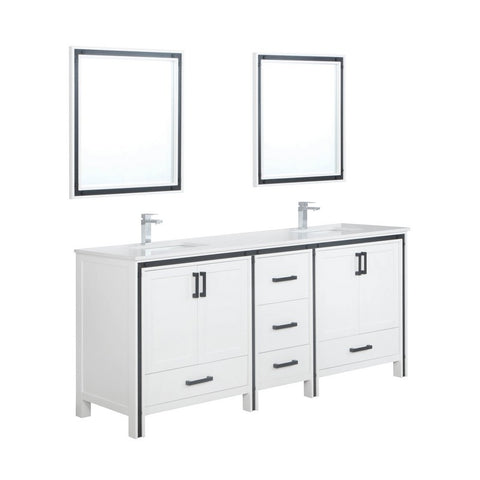 Image of Ziva 80" White Double Vanity Set, Cultured Marble Top | LZV352280SAJSM30F
