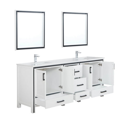 Image of Ziva 80" White Double Vanity Set, Cultured Marble Top | LZV352280SAJSM30F