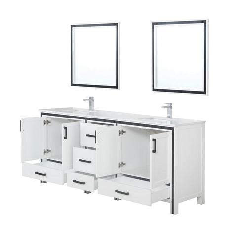 Image of Ziva 80" White Double Vanity Set, Cultured Marble Top | LZV352280SAJSM30F