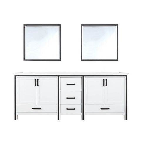 Image of Ziva 80" White Double Vanity, Cultured Marble Top, White Square Sink and 30" Mirrors | LZV352280SAJSM30