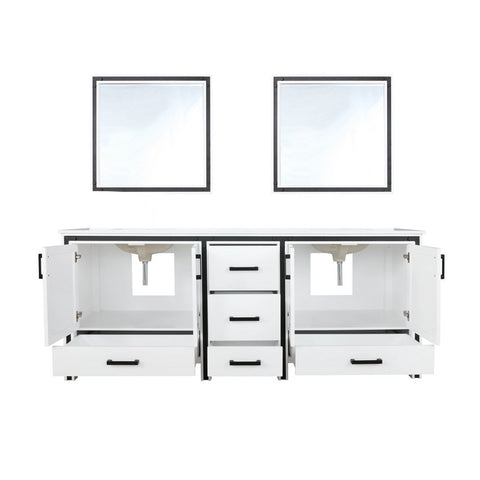 Image of Ziva 80" White Double Vanity, Cultured Marble Top, White Square Sink and 30" Mirrors | LZV352280SAJSM30