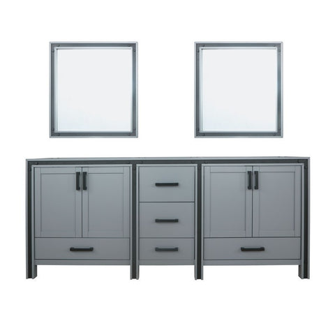 Image of Ziva 80" Dark Grey Double Vanity, no Top and 30" Mirrors | LZV352280SB00M30